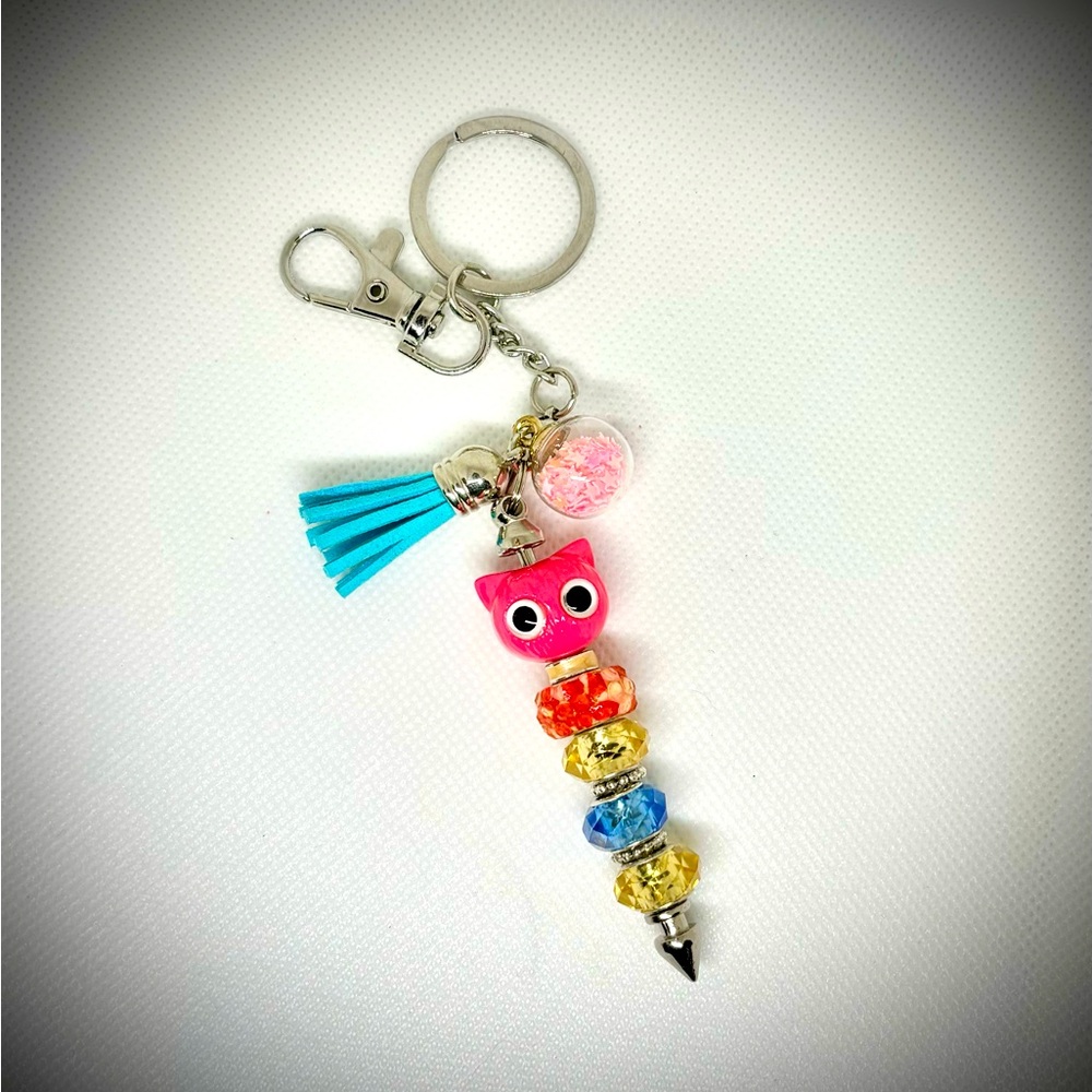 Colorful Handmade Owl Keychain